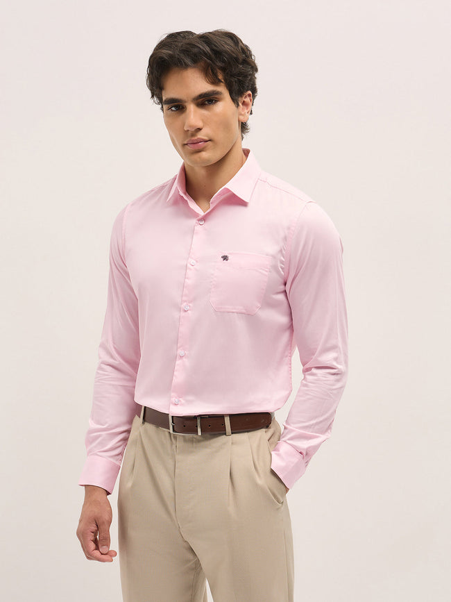 Men Shirt Pink Tailored Fit Solid Formal Shirt
