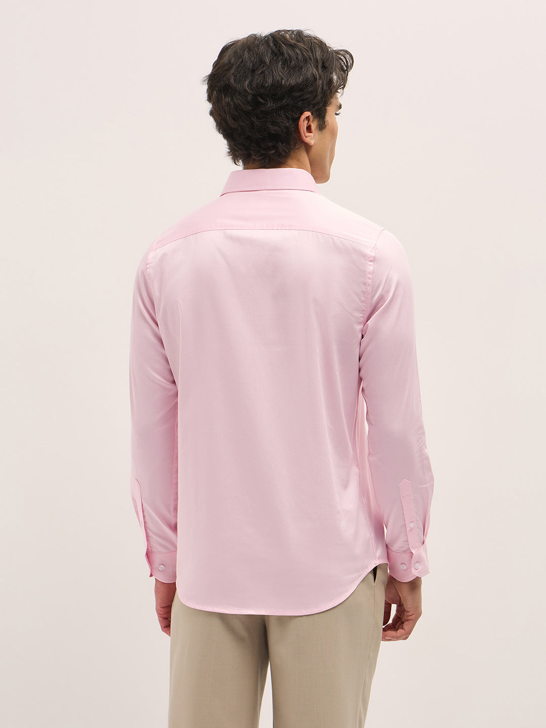 Men Shirt Pink Tailored Fit Solid Formal Shirt