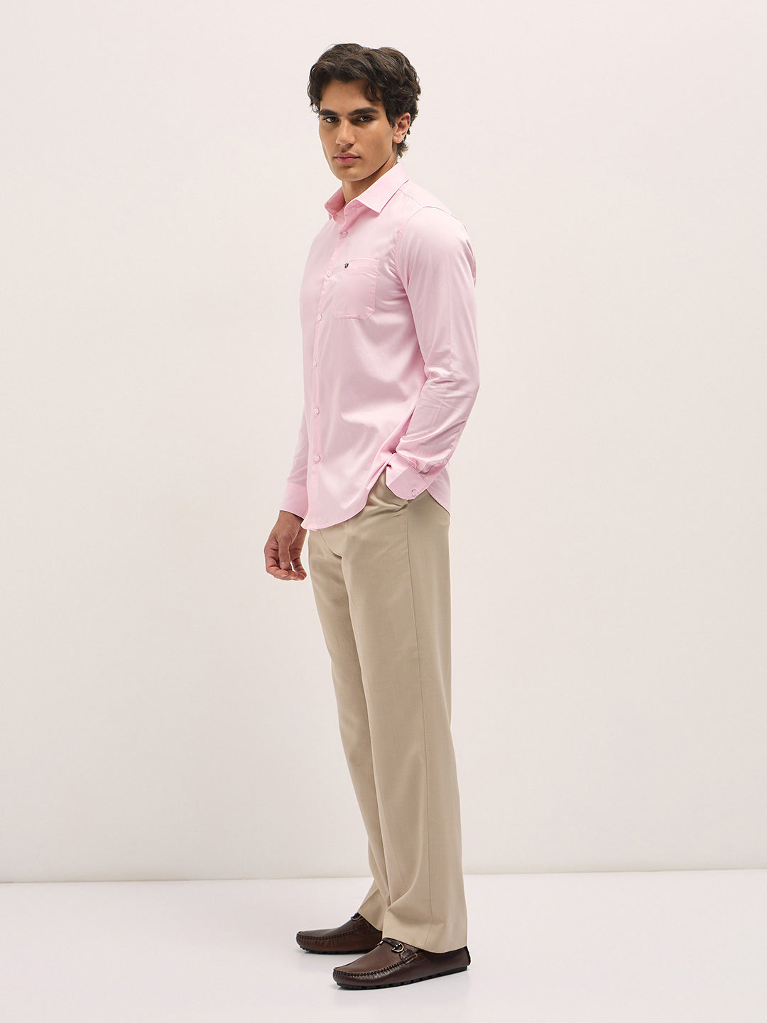 Men Shirt Pink Tailored Fit Solid Formal Shirt