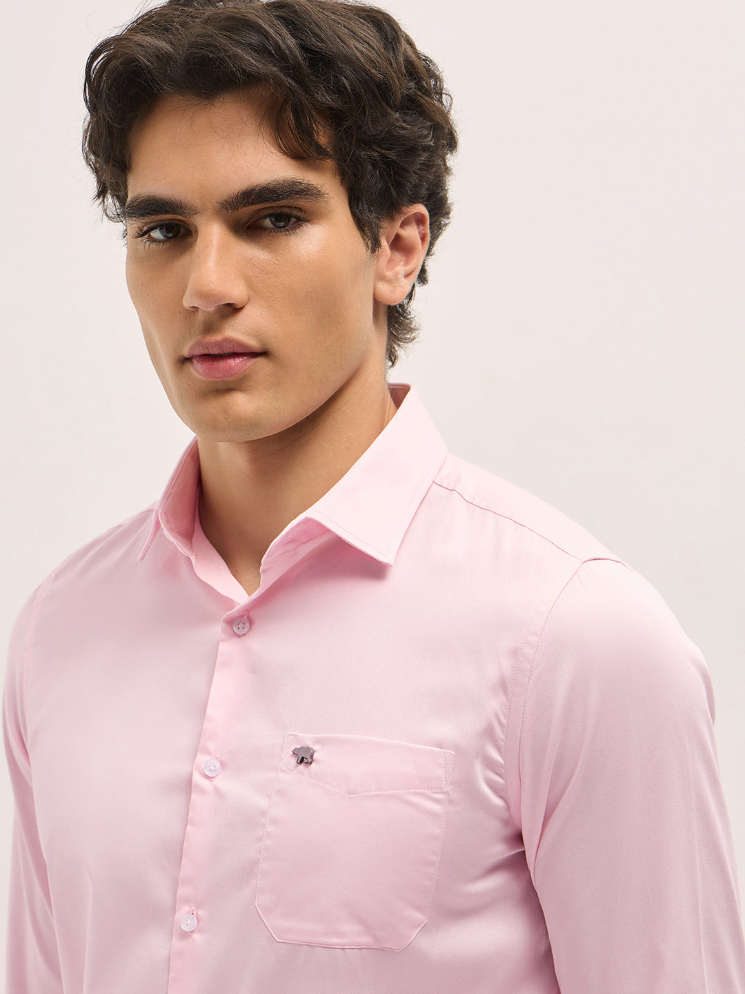 Men Shirt Pink Tailored Fit Solid Formal Shirt