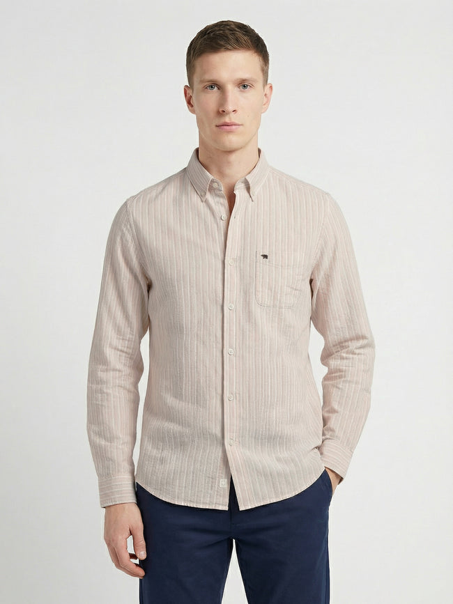 Men Cream Casual Shirt