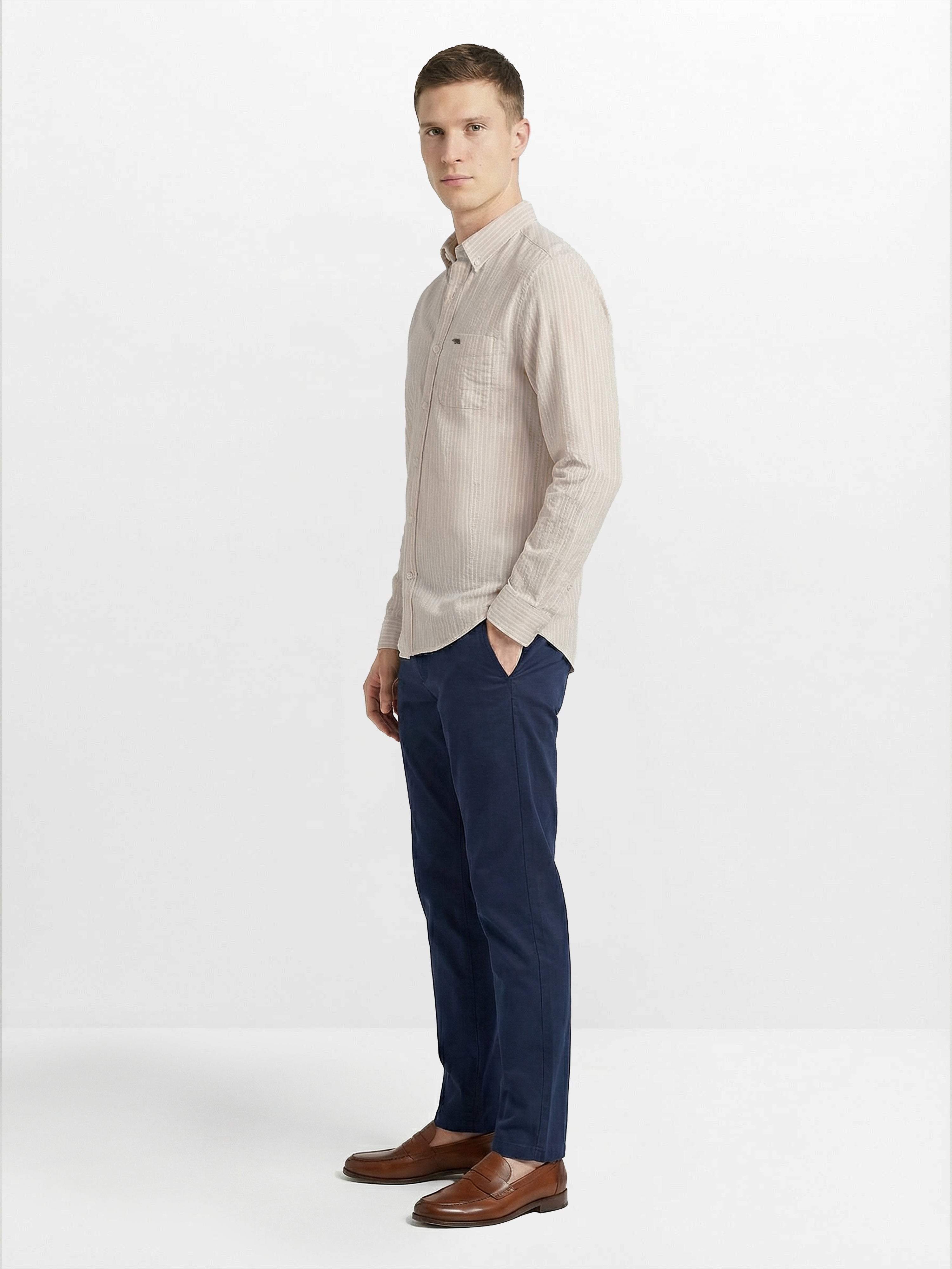 Men Cream Casual Shirt