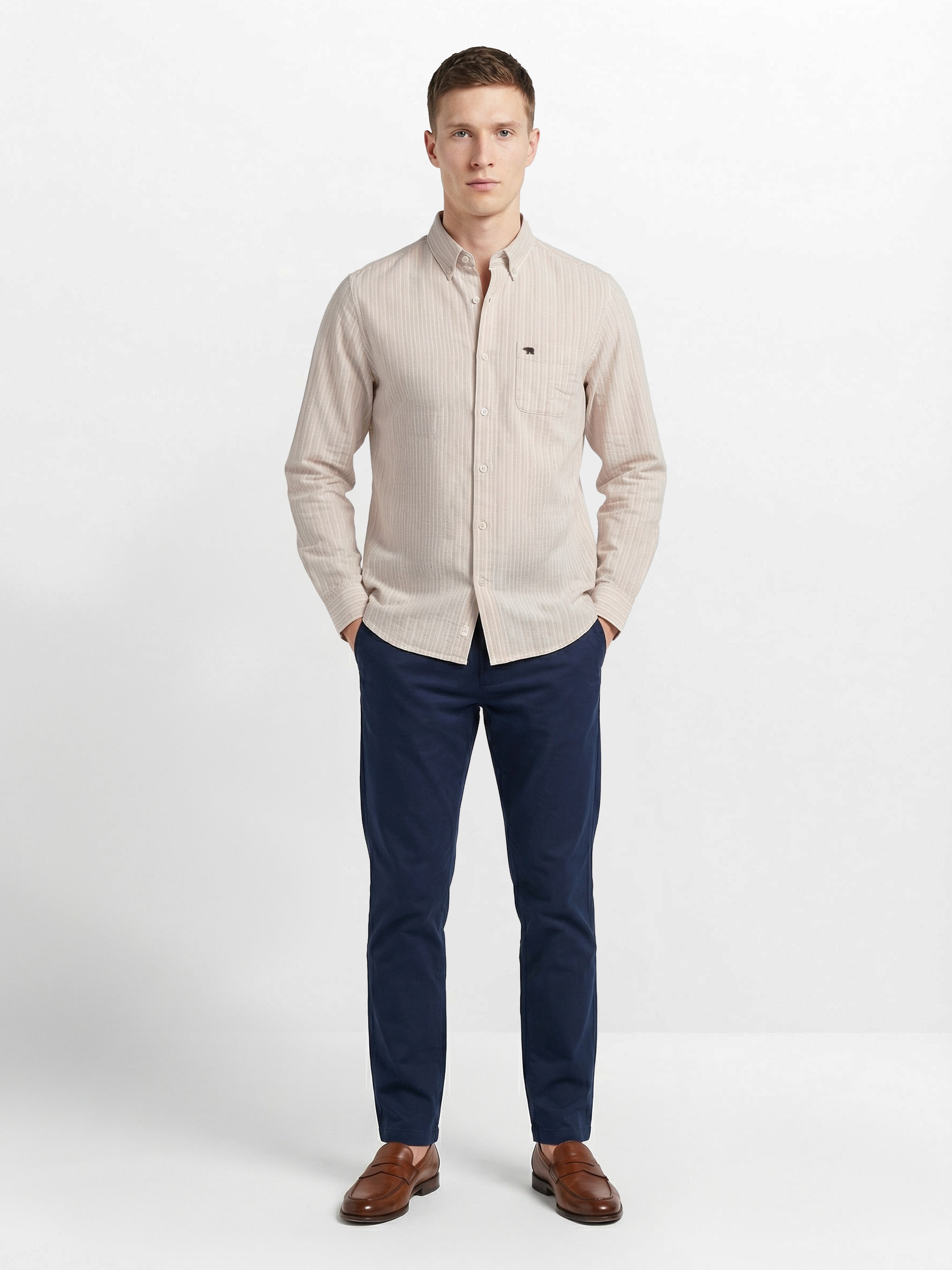 Men Cream Casual Shirt