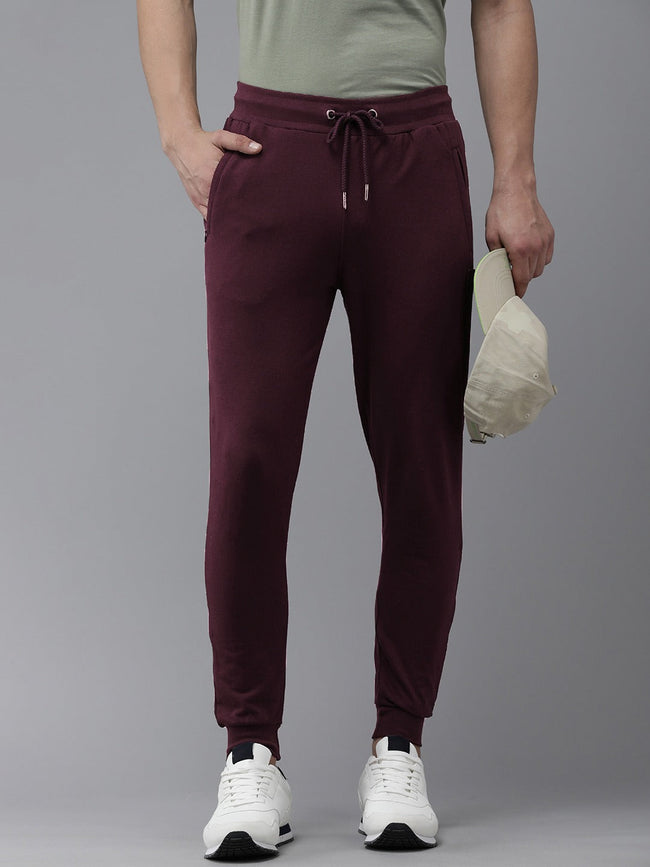 Men Ardor Edition Maroon Slim Fit Pure Cotton Track Pants