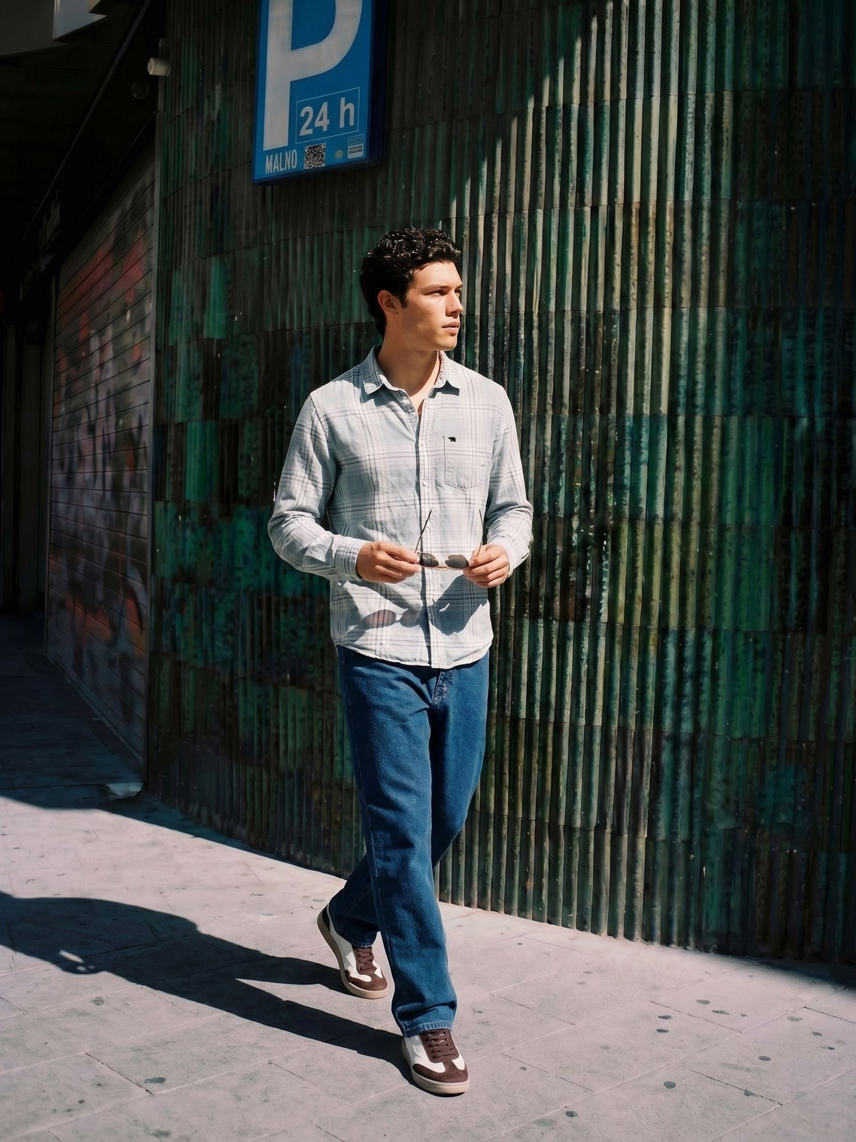 Men Grey Checked Shirt