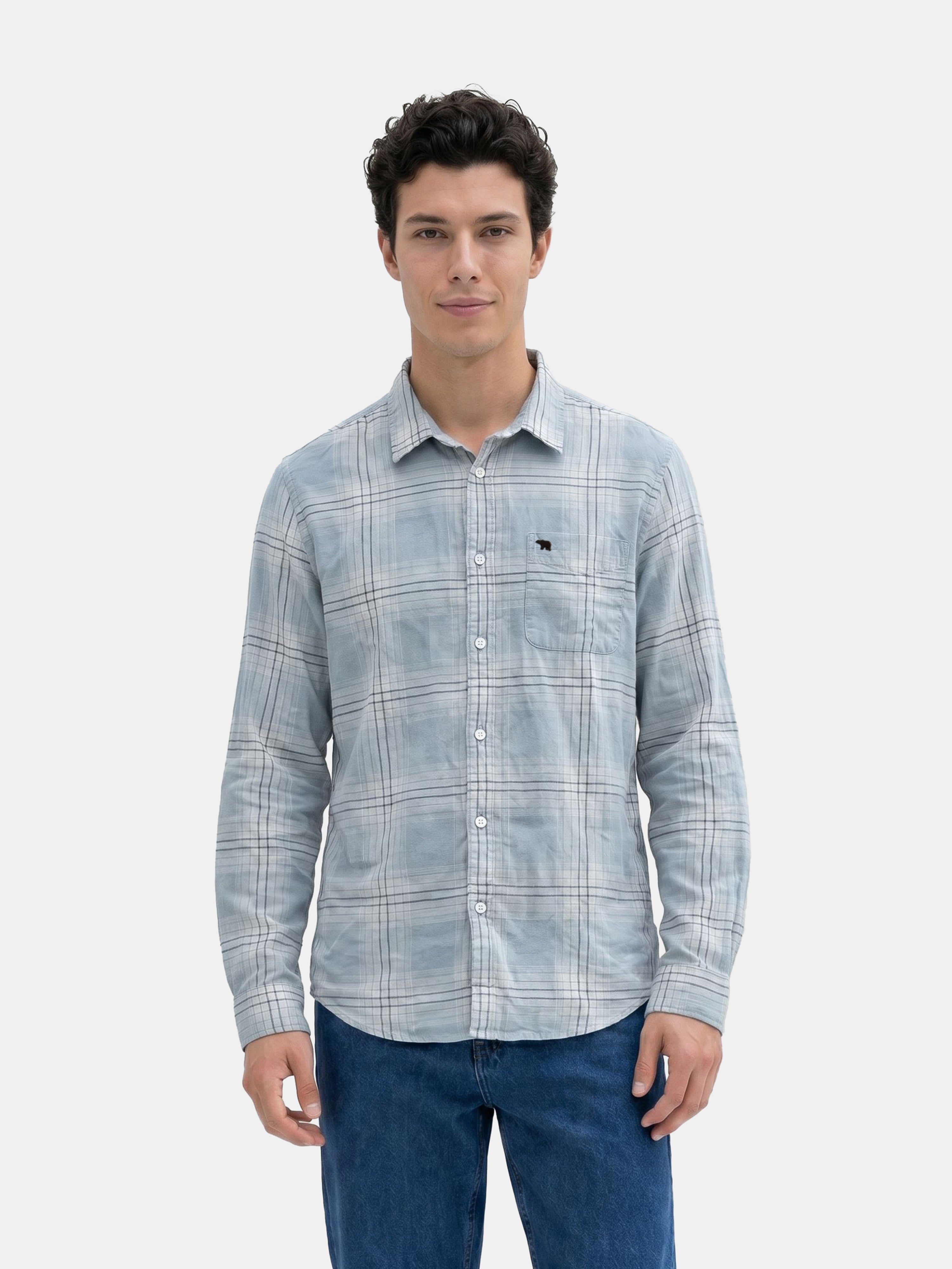 Men Grey Checked Shirt