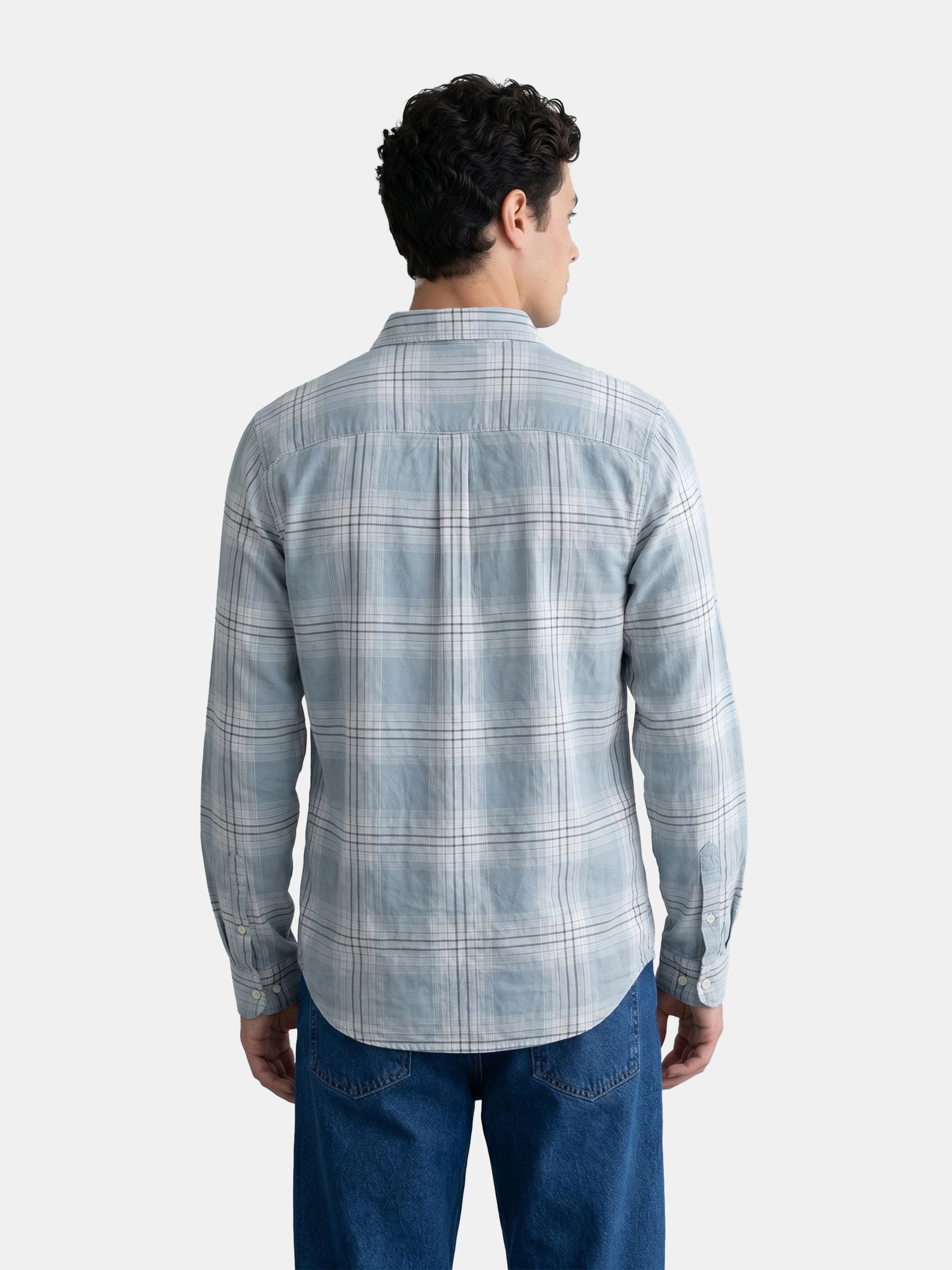 Men Grey Checked Shirt