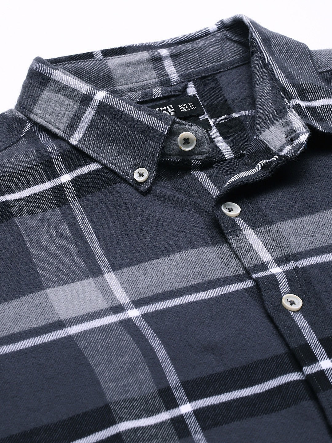 Men Grey Cotton Checked  Shirt