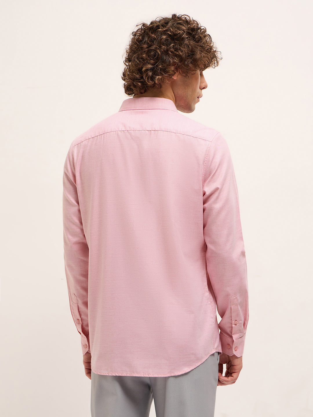 Men Shirt Light Pink Solid Tailored Fit Formal Shirt