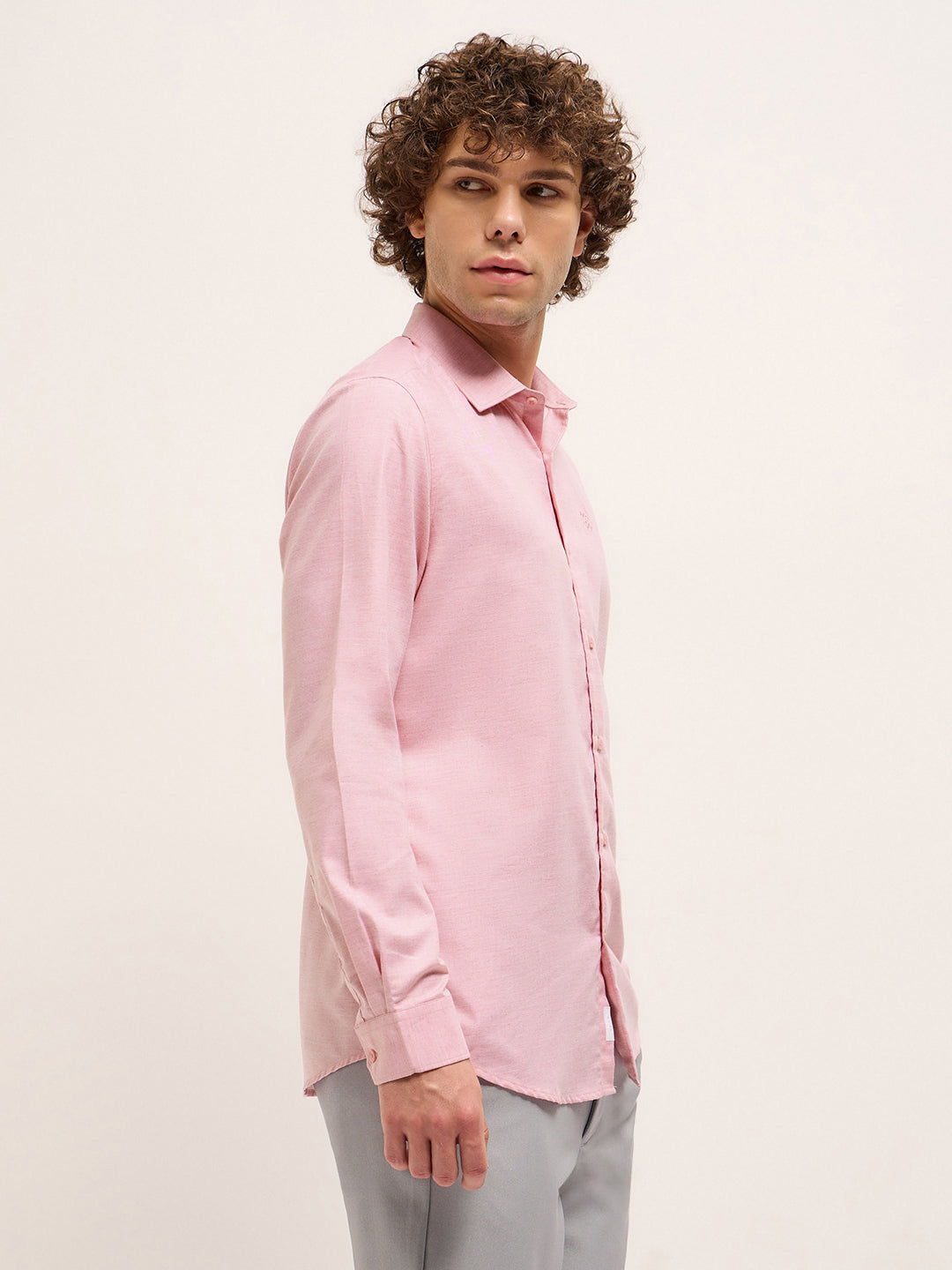 Men Shirt Light Pink Solid Tailored Fit Formal Shirt
