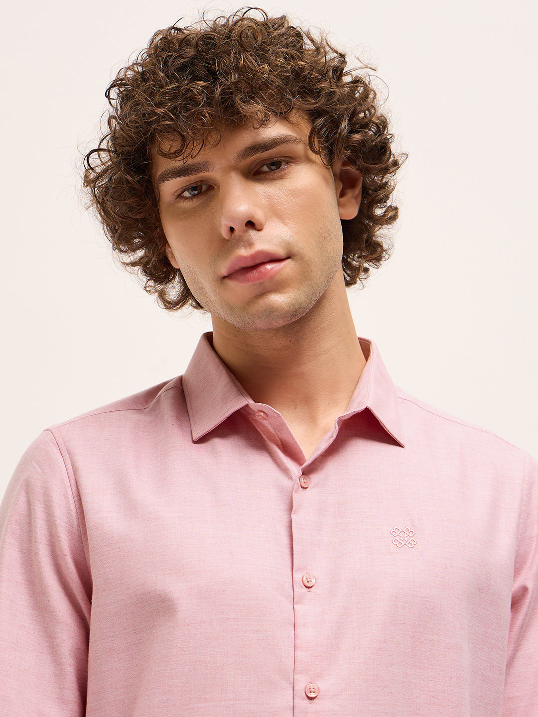 Men Shirt Light Pink Solid Tailored Fit Formal Shirt