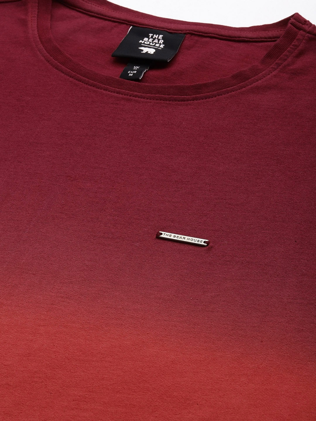 Men Maroon Cotton Dyed T-Shirt