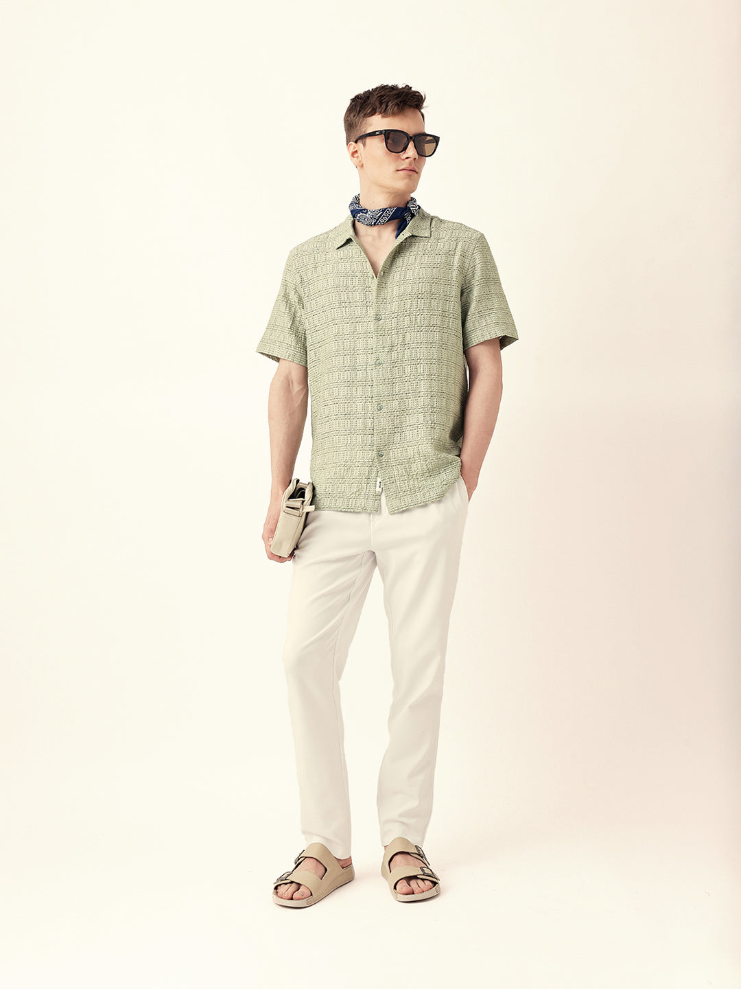 Men Casual Textured Stripe Shirt