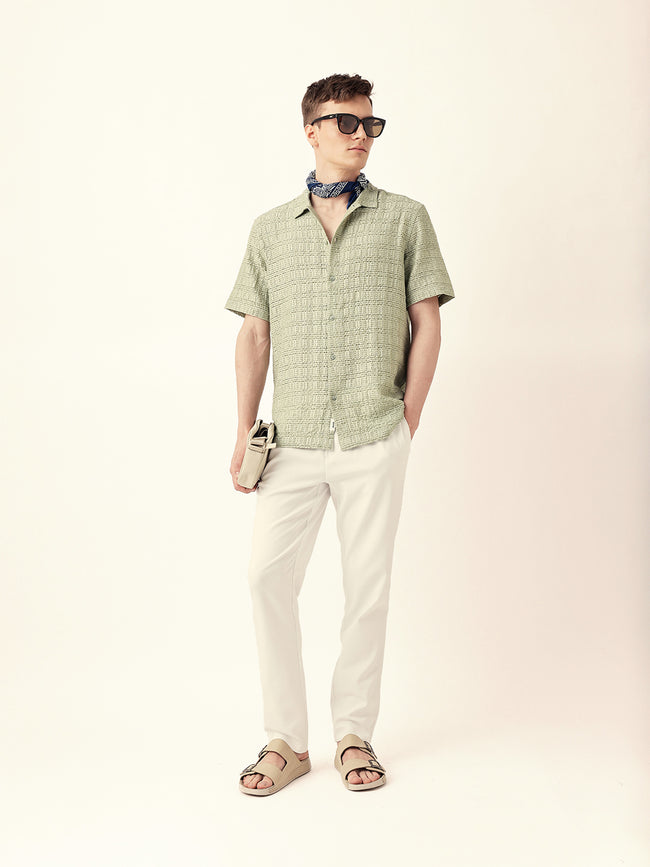 Men Casual Textured Stripe Shirt