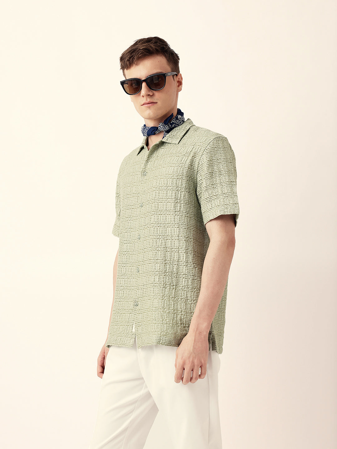 Men Casual Textured Stripe Shirt