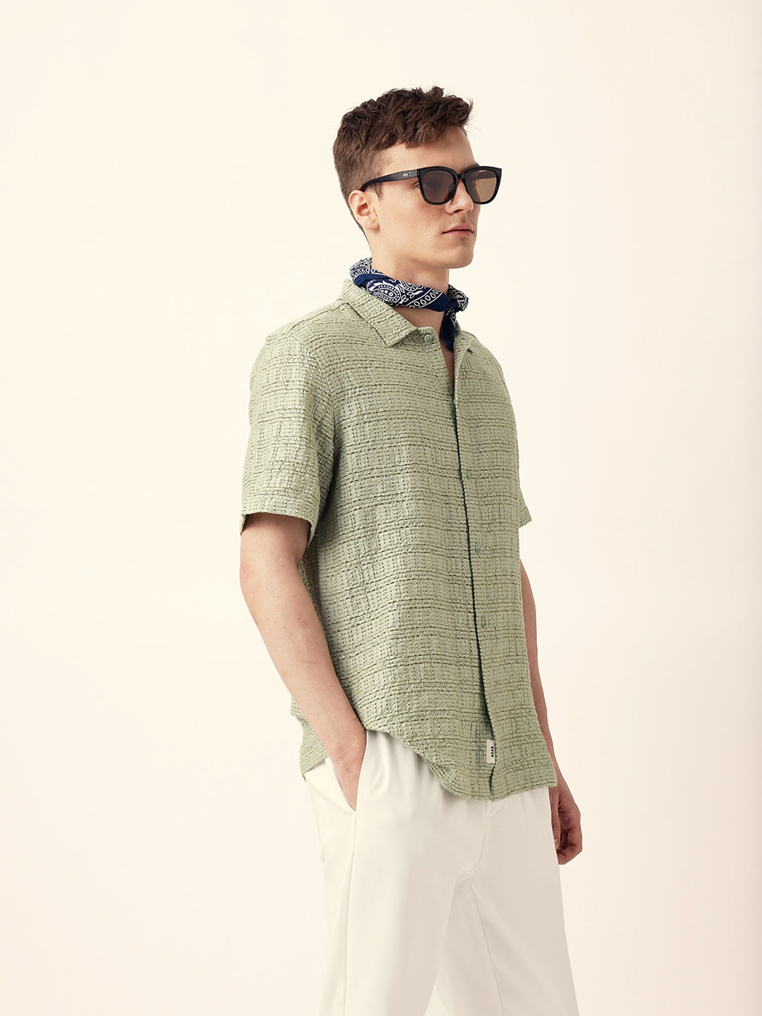 Men Casual Textured Stripe Shirt