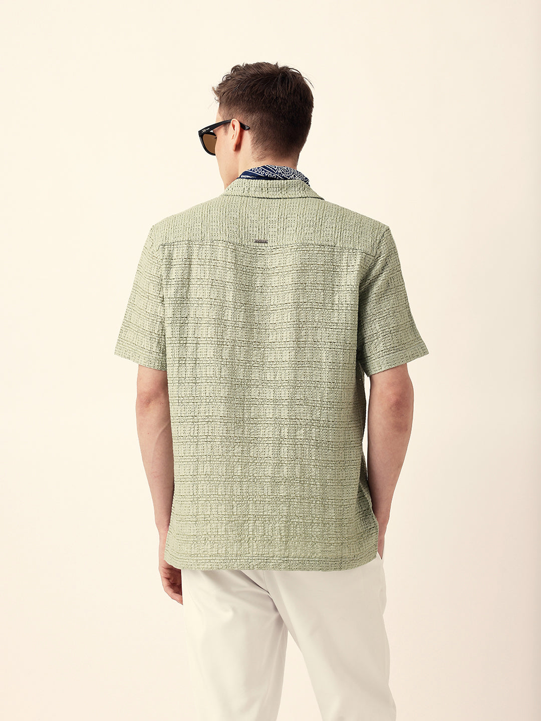 Men Casual Textured Stripe Shirt