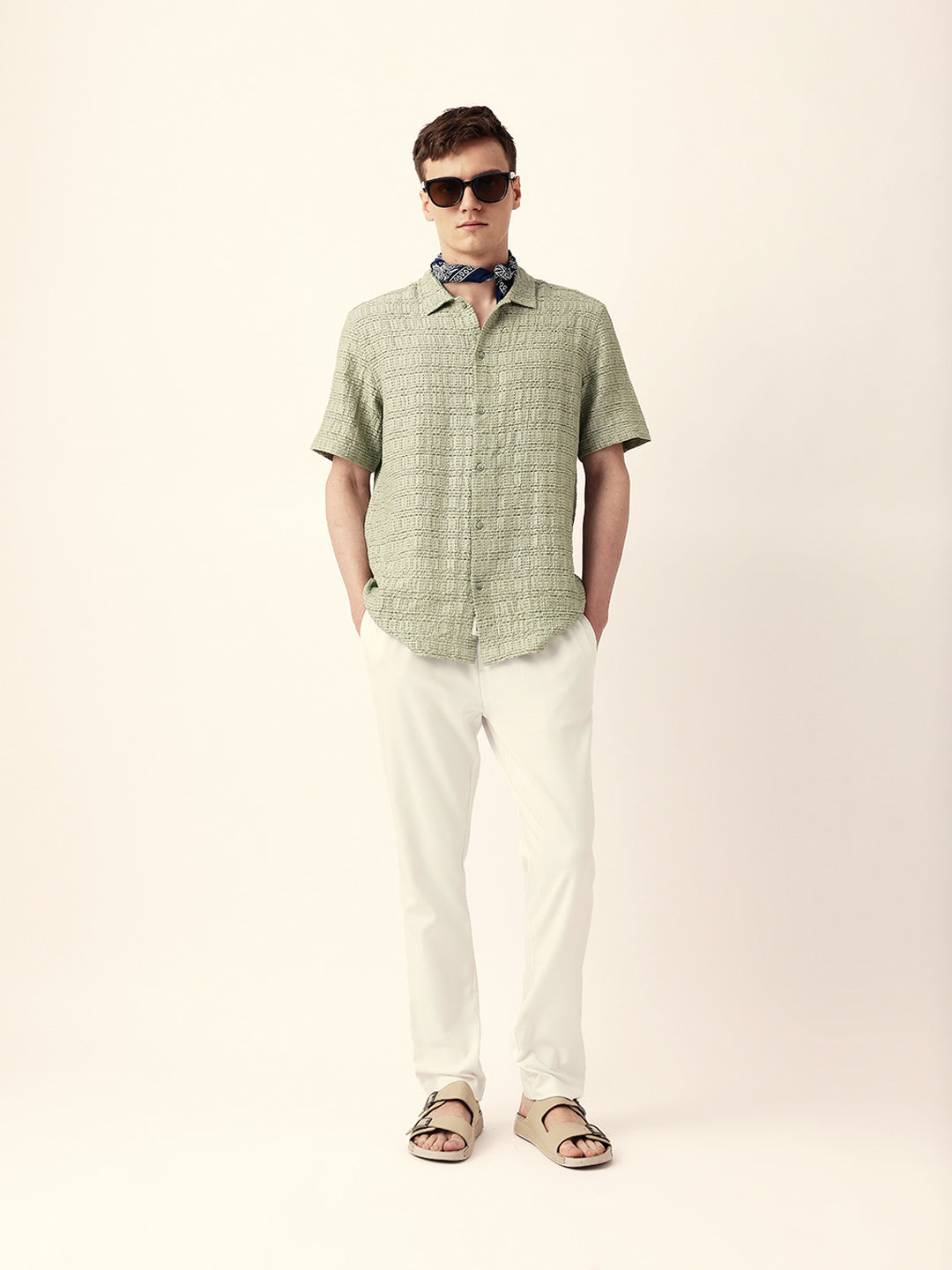 Men Casual Textured Stripe Shirt