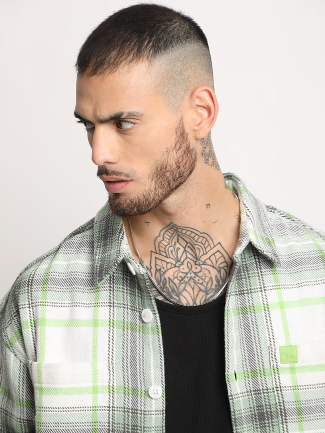 Men  Multi-color Checkered Relax Fit Shacket