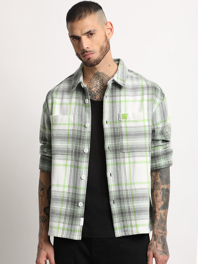 Men  Multi-color Checkered Relax Fit Shacket