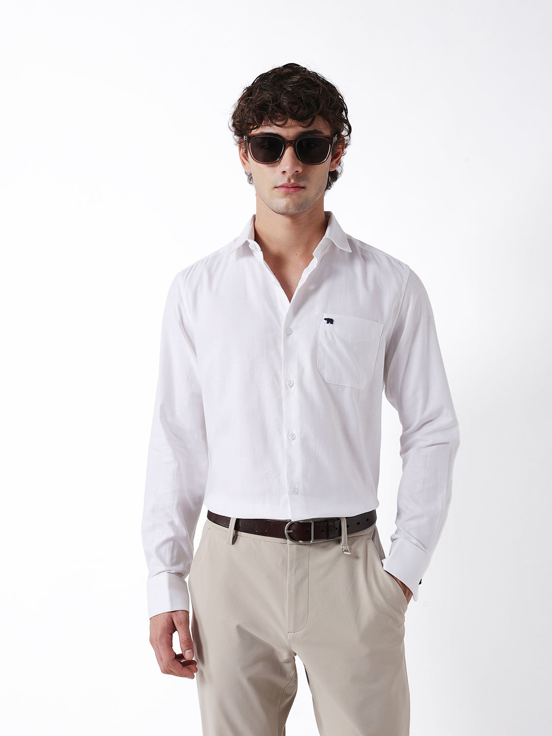 Men White Cotton Shirt