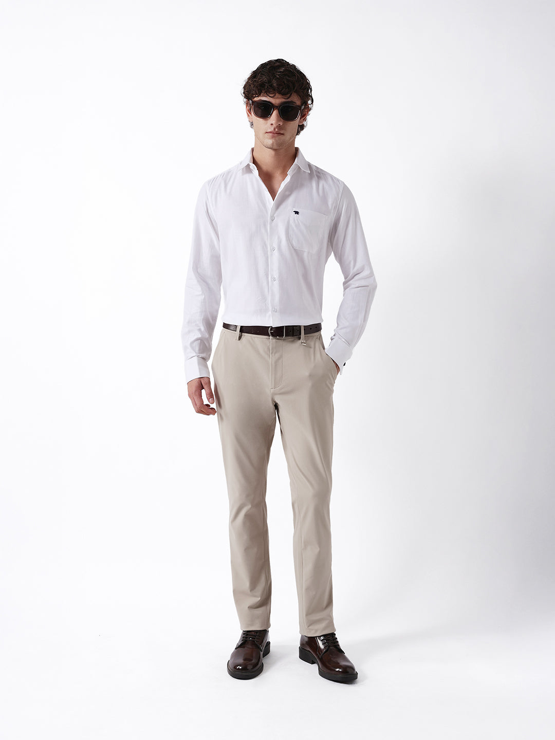 Men White Cotton Shirt
