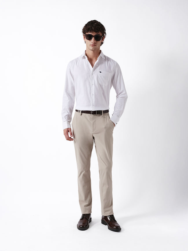 Men White Cotton Shirt