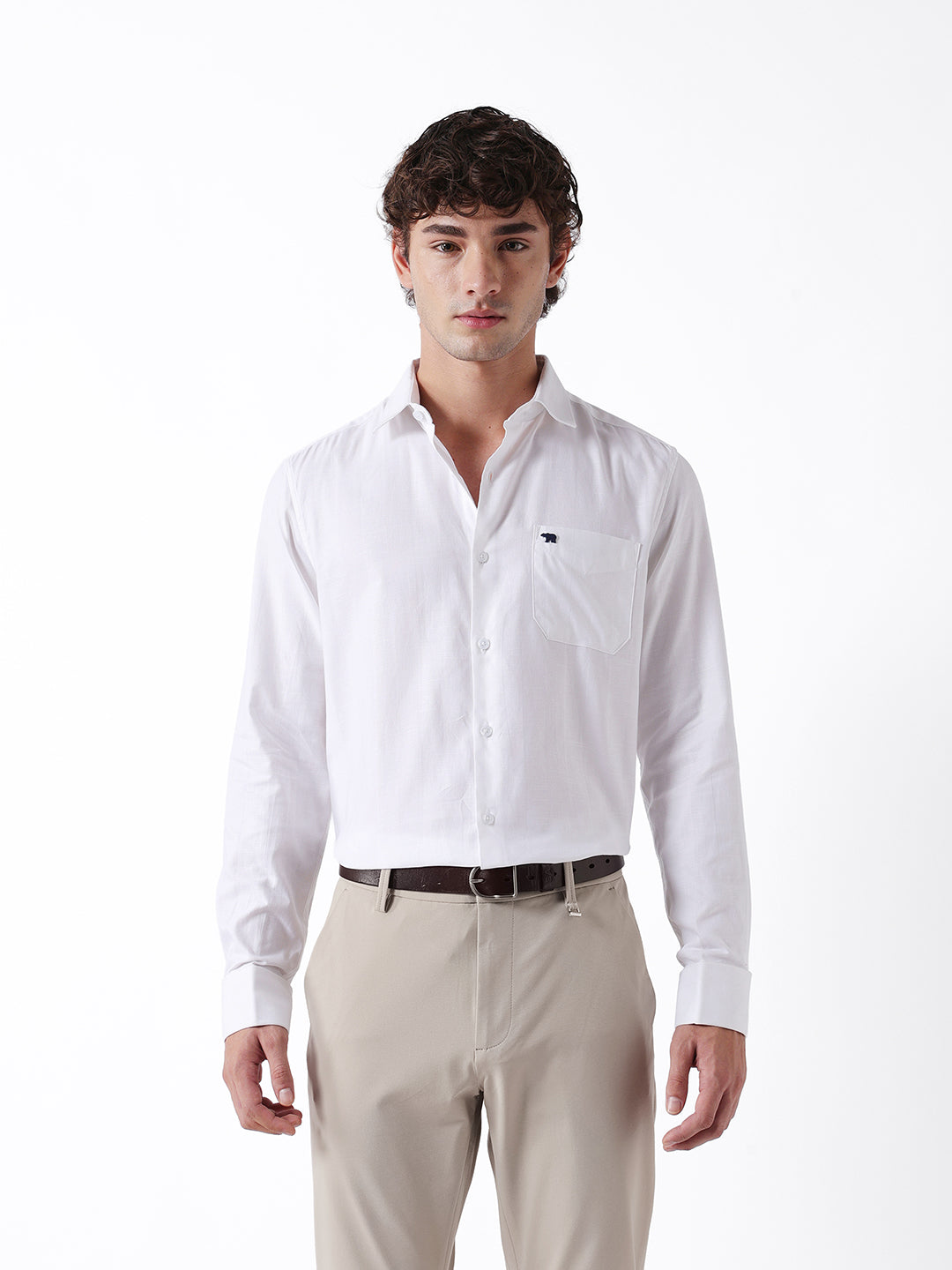 Men White Cotton Shirt