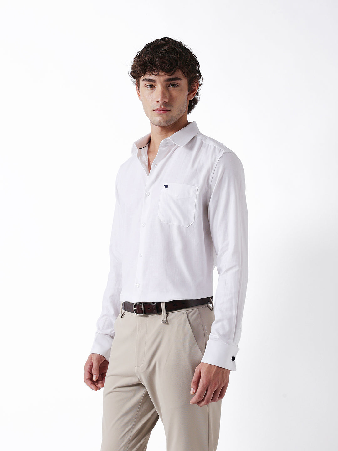 Men White Cotton Shirt