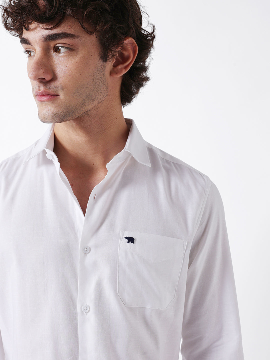 Men White Cotton Shirt