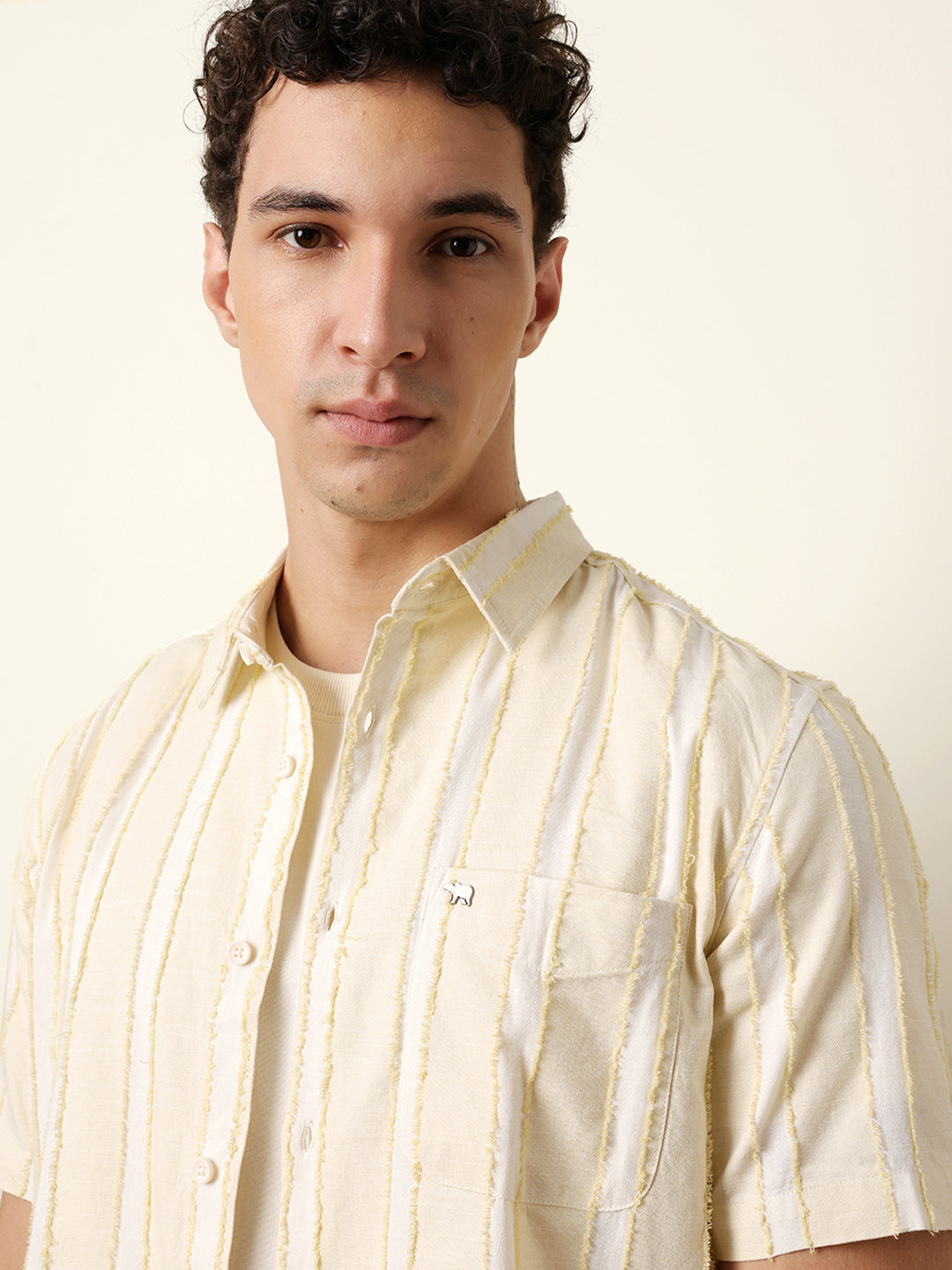 Men Striped Casual Half-Sleeve Shirt