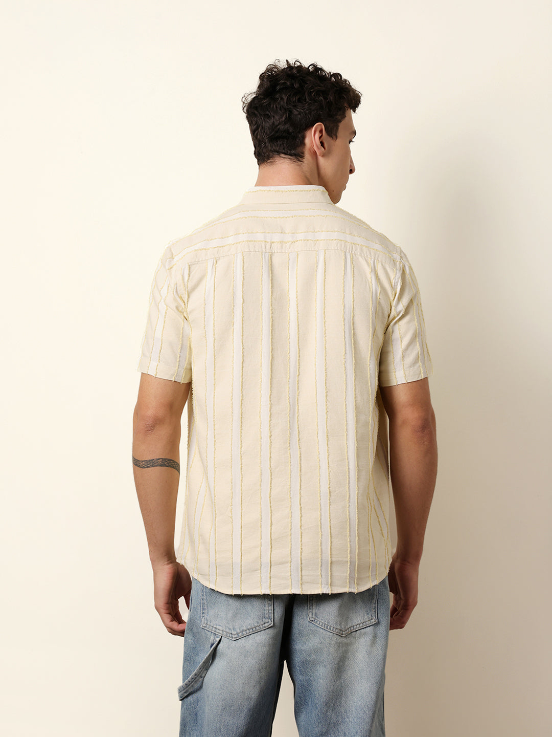 Men Striped Casual Half-Sleeve Shirt