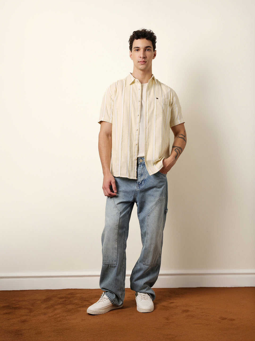 Men Striped Casual Half-Sleeve Shirt