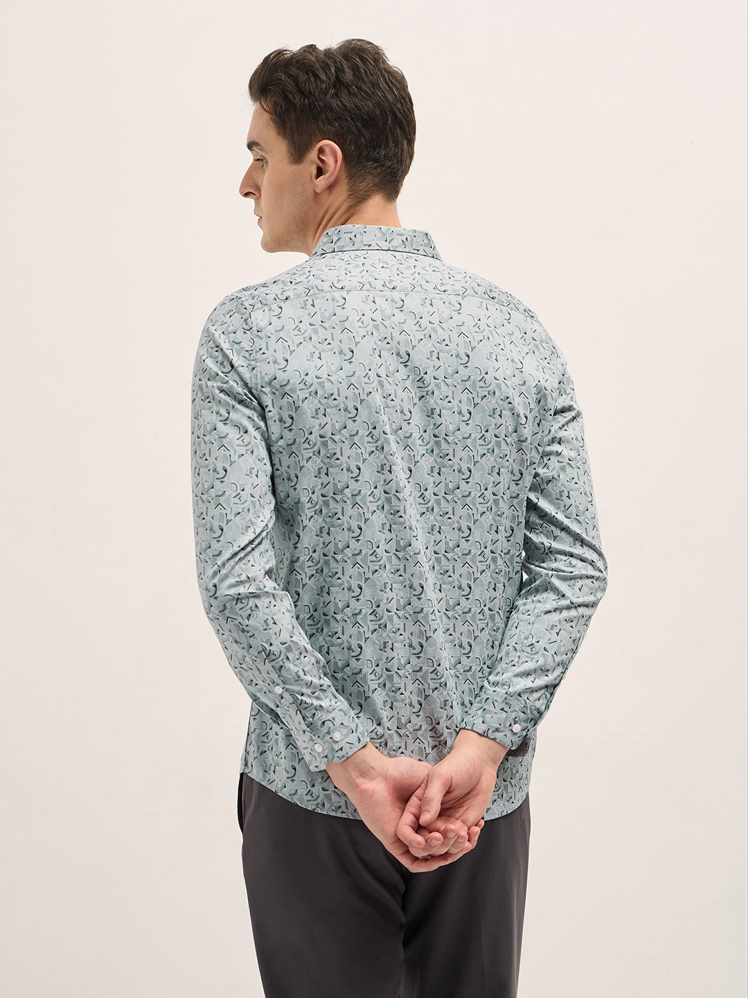 Men Light Blue Geometric Printed Tailored Fit Formal Shirt