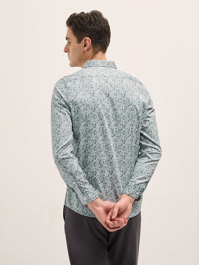 Men Light Blue Geometric Printed Tailored Fit Formal Shirt