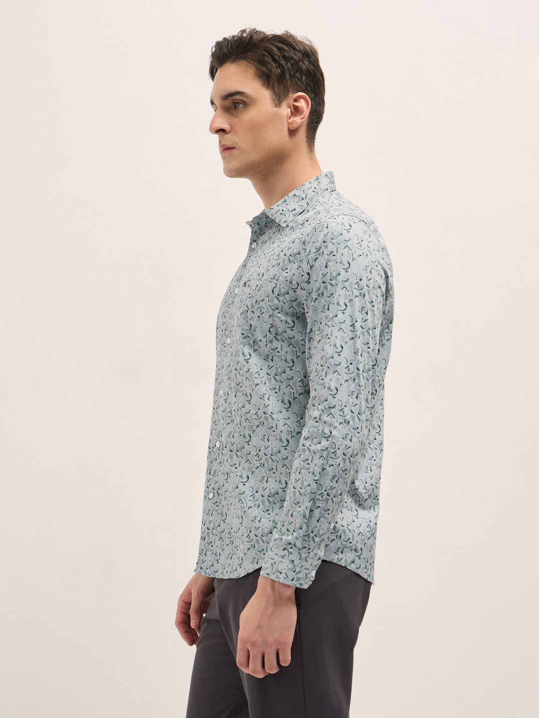 Men Light Blue Geometric Printed Tailored Fit Formal Shirt