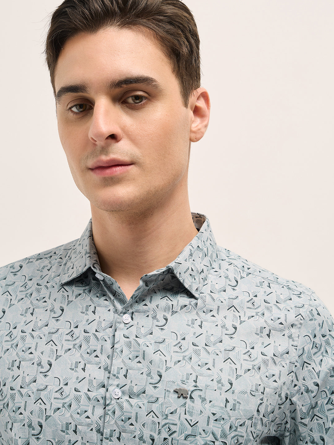 Men Light Blue Geometric Printed Tailored Fit Formal Shirt