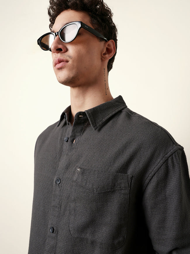 Men Solid Casual Full-Sleeve Shirt