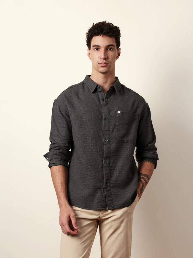 Men Solid Casual Full-Sleeve Shirt