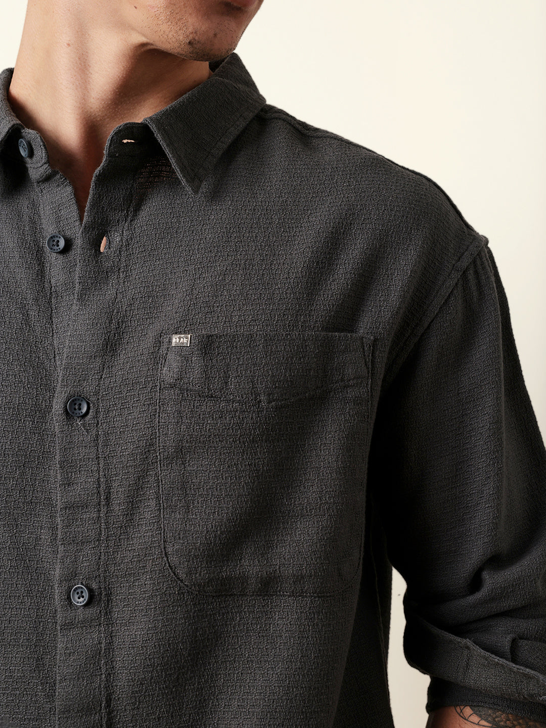 Men Solid Casual Full-Sleeve Shirt