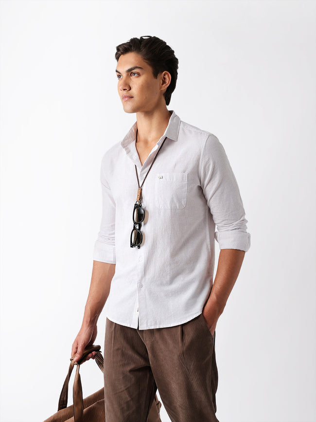 Men Grey Cotton Striped Shirt