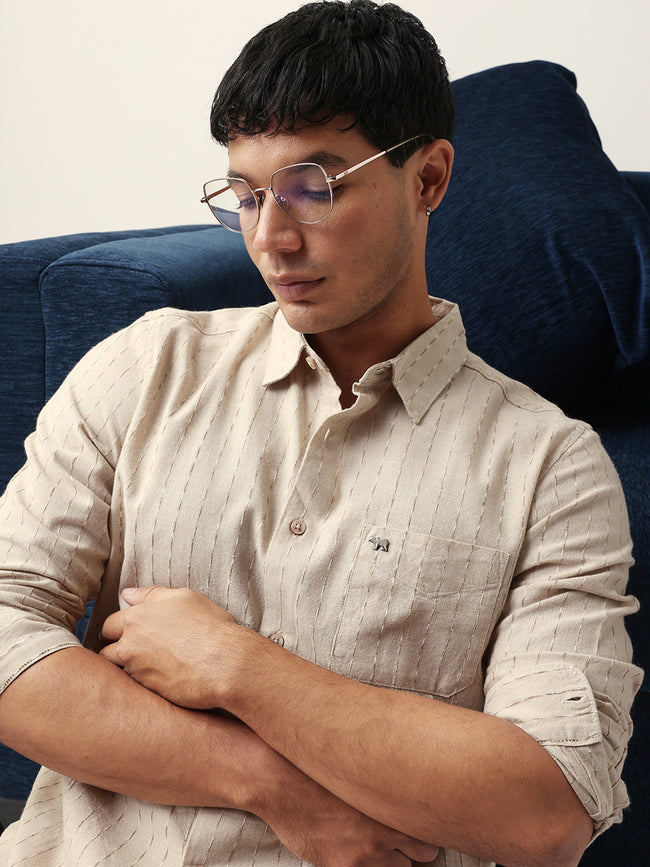 Men Beige Casual Shirt
