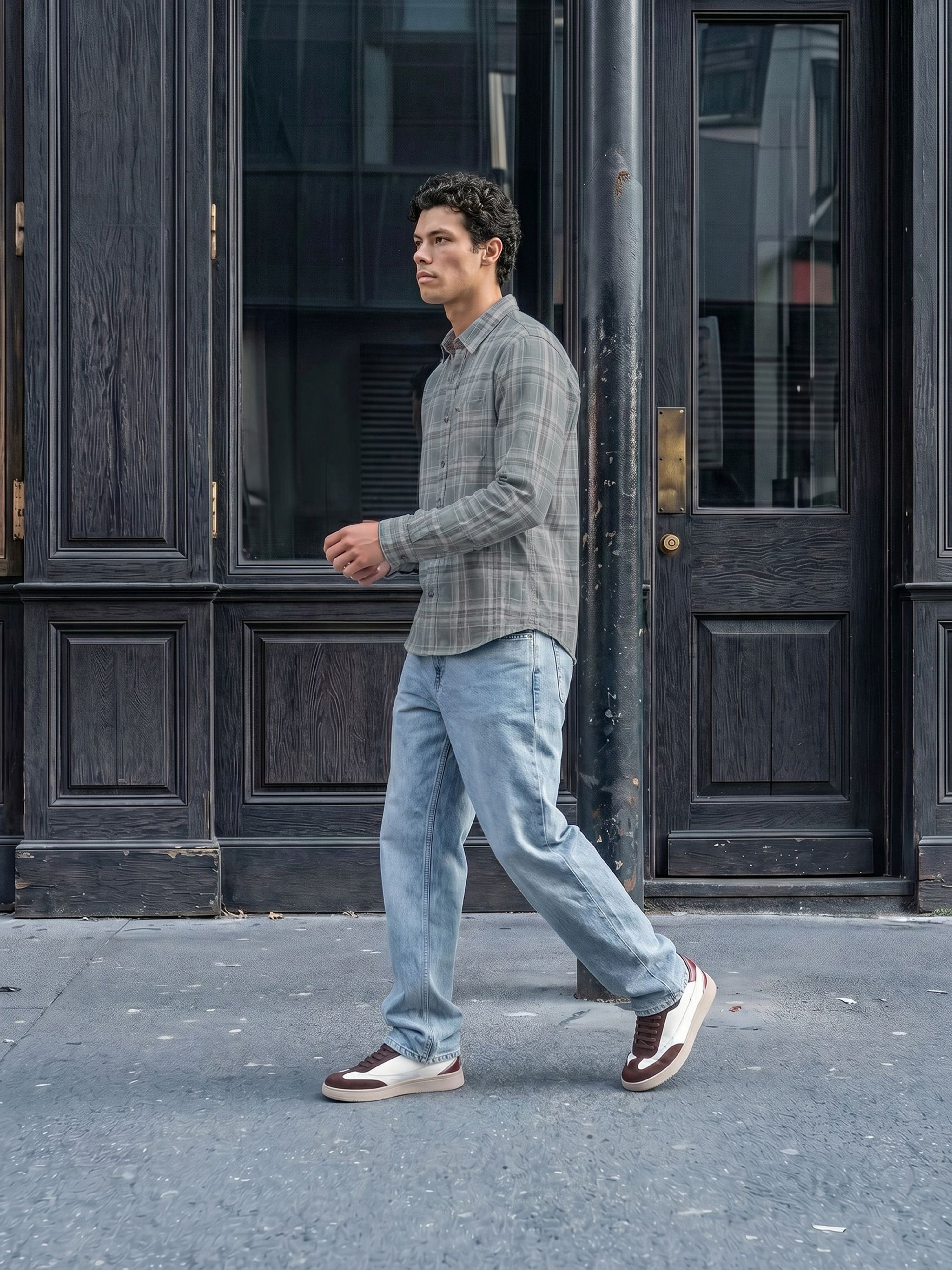 Men Green Checked Shirt