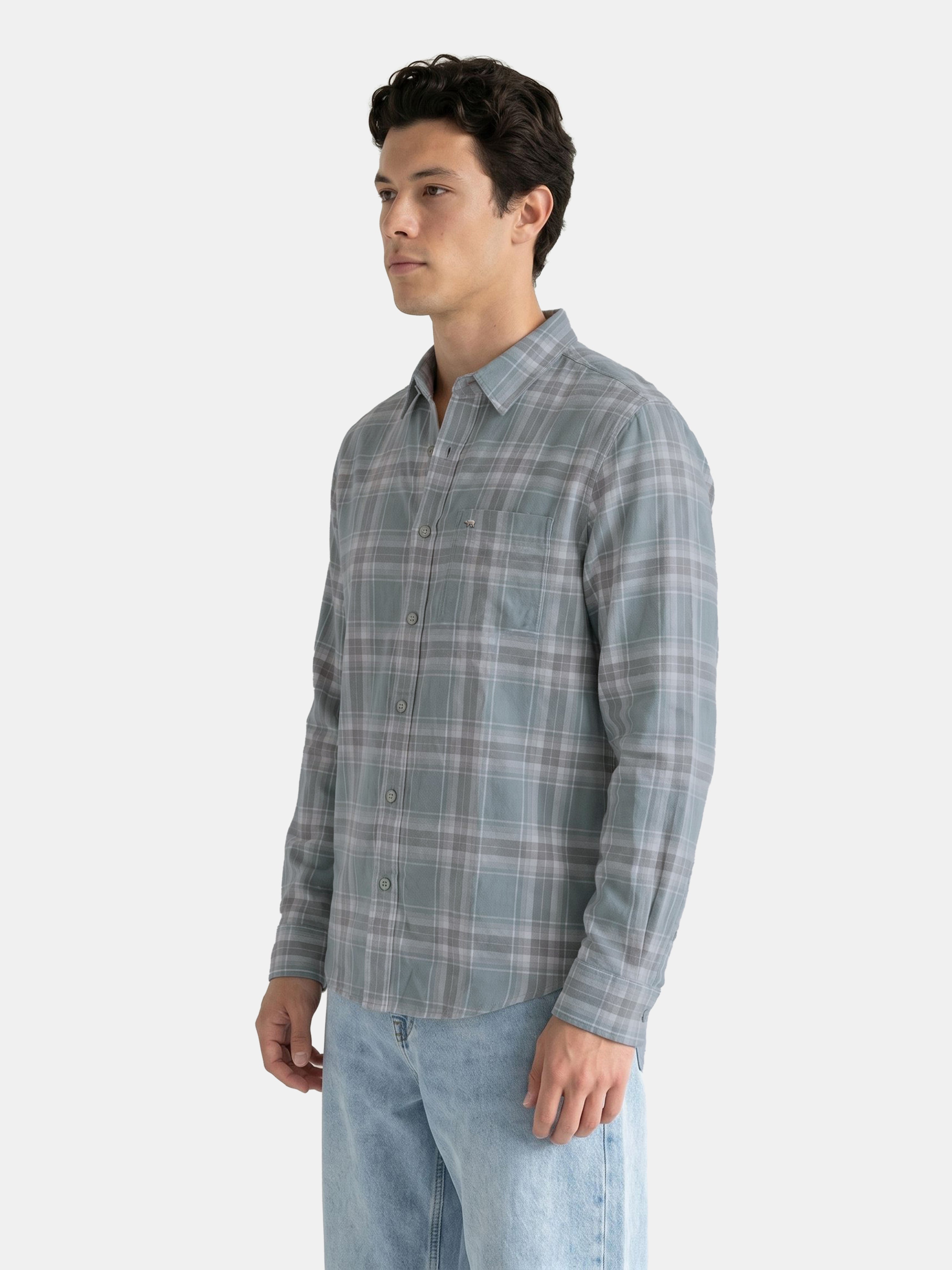 Men Green Checked Shirt