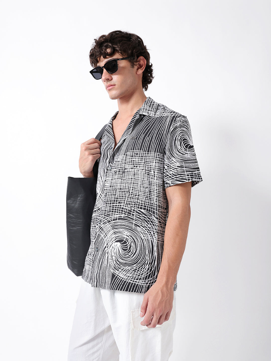 Men Black Nylon Printed Shirt