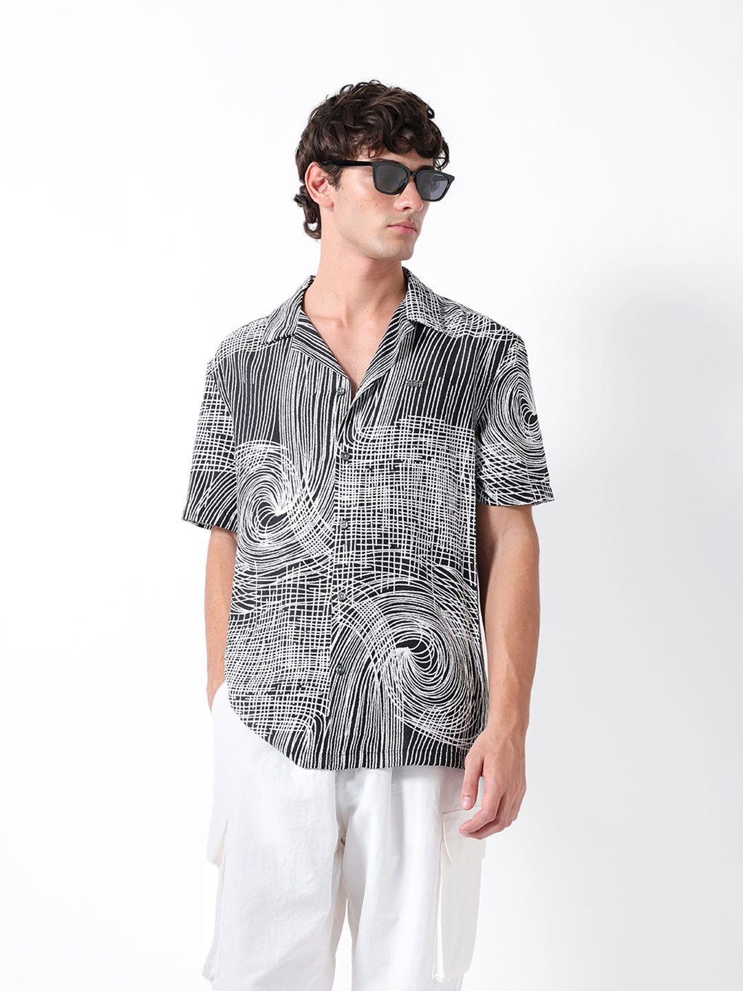 Men Black Nylon Printed Shirt