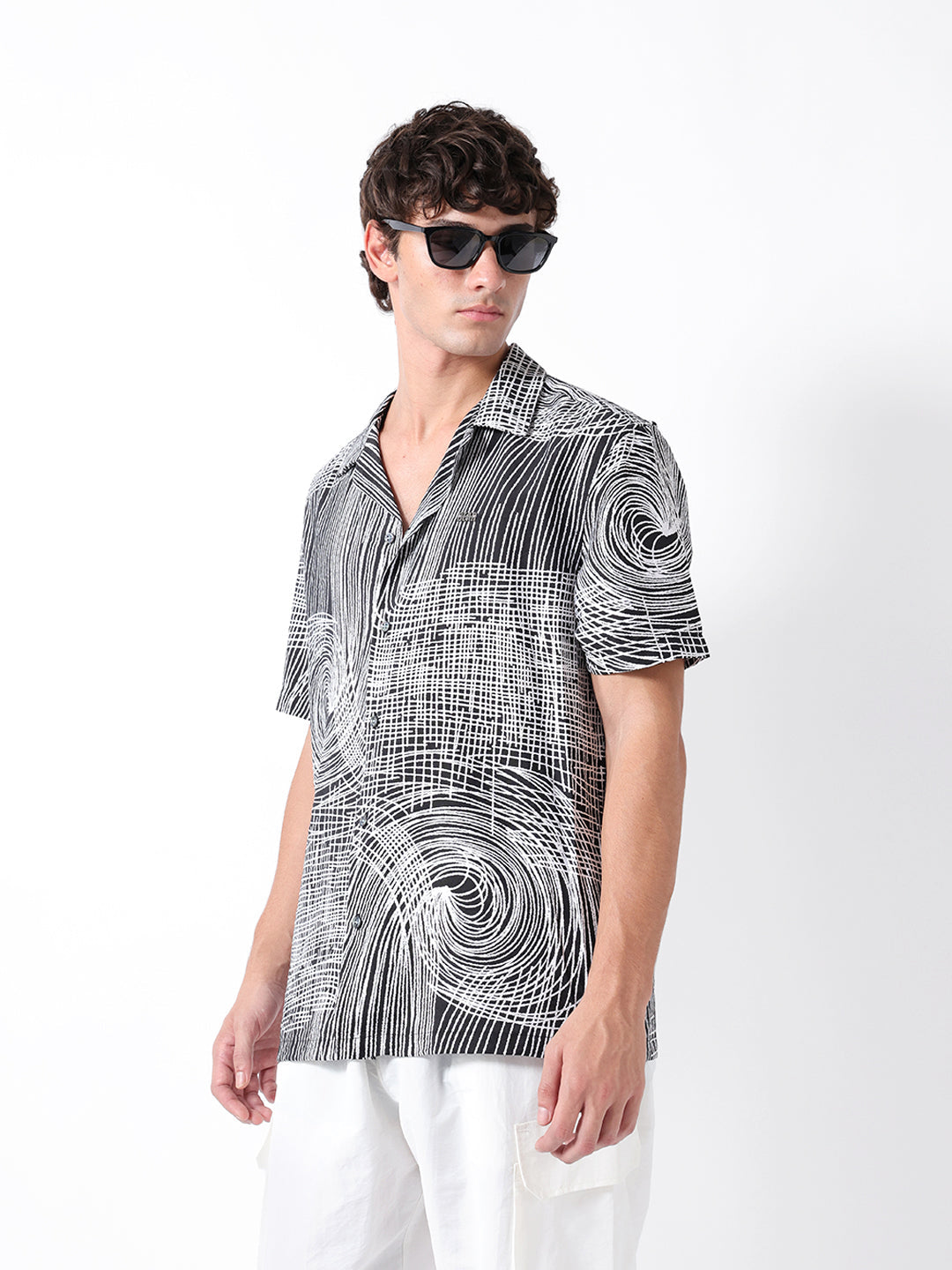 Men Black Nylon Printed Shirt