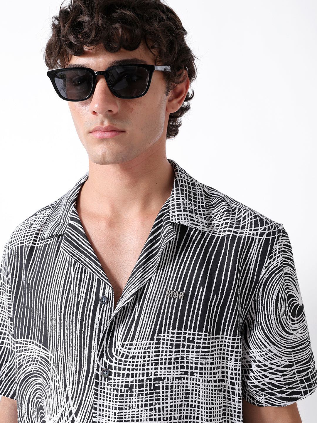 Men Black Nylon Printed Shirt