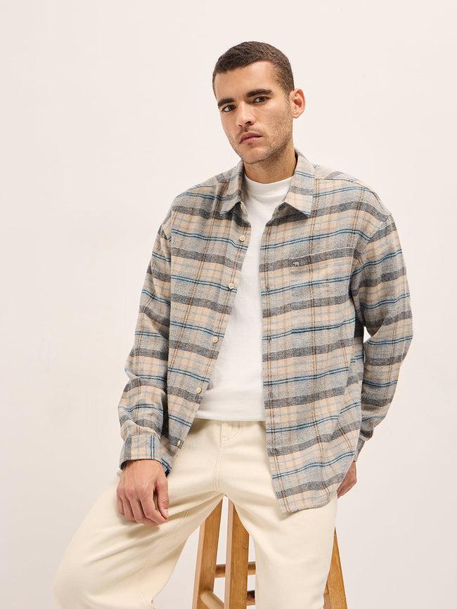 Men Multi-Color Checkered Relax Fit Flannel Overshirt