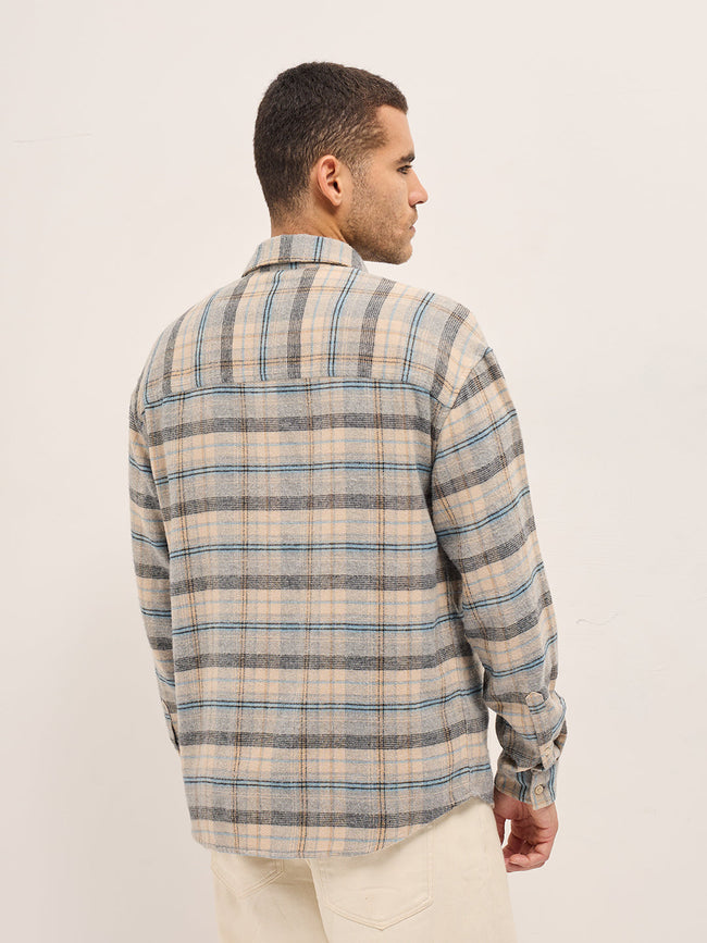 Men Multi-Color Checkered Relax Fit Flannel Overshirt